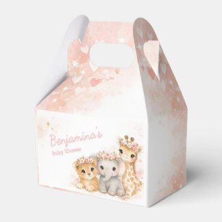 Schattige Leeuw Olifant Giraffe Blos Bloemen Kroon Bedankdoosjes