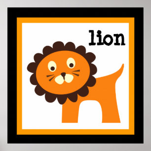 Schattige Leeuw Safari Dieren Baby Kinderkamer Pos Poster