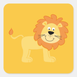 Schattige leeuw Sinaasappel Vierkante Sticker