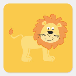Schattige leeuw Sinaasappel Vierkante Sticker