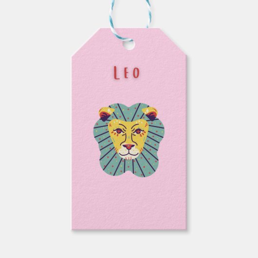 Schattige Leeuw, sterrenbeeld, sterrenbeeld afdruk Cadeaulabel (Voorkant)