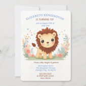 Schattige Leeuw Thema Verjaardagsfeestje voor Kind Kaart (Voorkant)