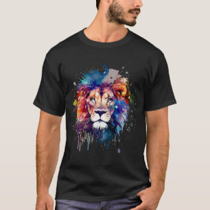 Schattige Leeuw voor wild dier regenboog gekleurd T-shirt