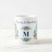 Schattige leeuwen Mr & Mrs gepersonaliseerd monogr Koffiemok (Center)