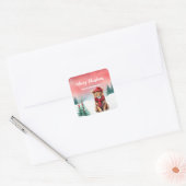 Schattige Leeuwendier Wild Kerstfeest kinder Vierkante Sticker (Envelop)
