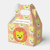 Schattige leeuwengezicht over printpatroon bedankdoosjes (Achterkant)