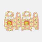 Schattige leeuwengezicht over printpatroon bedankdoosjes (Uitgevouwen)