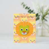 Schattige leeuwengezicht over  printpatroon briefkaart (Staand voorkant)