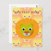 Schattige leeuwengezicht over  printpatroon briefkaart (Voorkant / Achterkant)