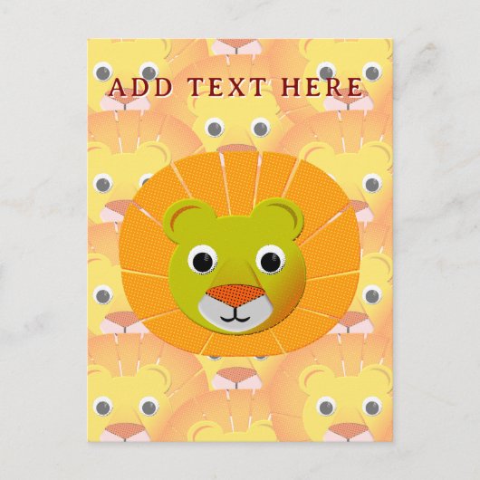 Schattige leeuwengezicht over  printpatroon briefkaart (Voorkant)