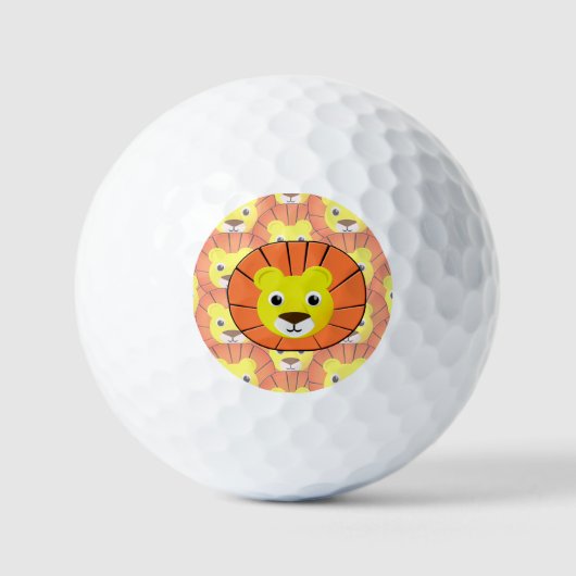 Schattige leeuwengezicht over printpatroon golfballen (Voorkant)