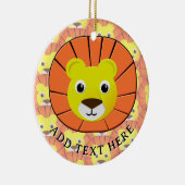 Schattige leeuwengezicht over printpatroon keramisch ornament (Rechts)