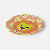 Schattige leeuwengezicht over printpatroon papieren bordje (Gekanteld)