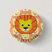 Schattige leeuwengezicht over printpatroon ronde button 3,2 cm (Voorkant)