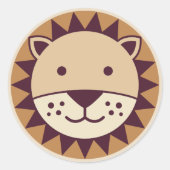Schattige Leeuwengezicht Ronde Sticker (Voorkant)