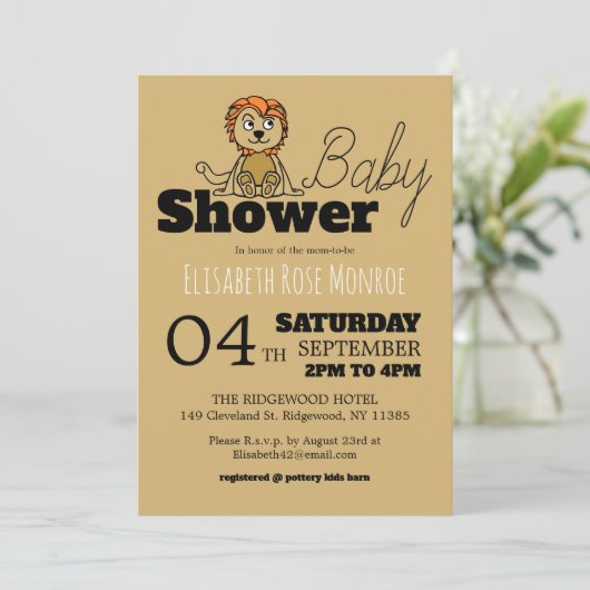 Schattige Leeuwenwelp, Baby Shower Kaart (Staand voorkant)