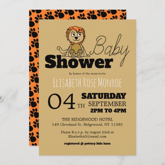 Schattige Leeuwenwelp, Baby Shower Kaart (Voorkant / Achterkant)