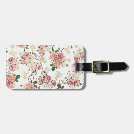 Schattige legante dress, Floral Pattern-Personaliz Bagagelabel (Voorkant horizontaal)