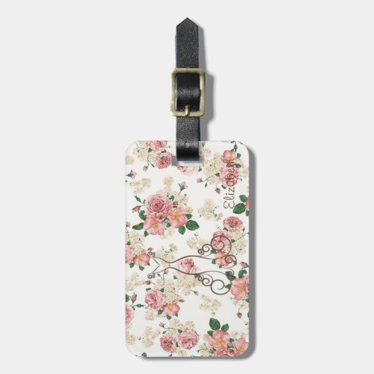 Schattige legante dress, Floral Pattern-Personaliz Bagagelabel (Voorkant verticaal)