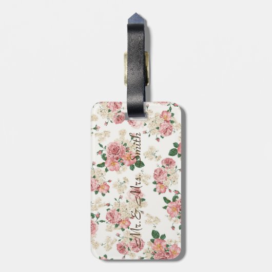 Schattige legante dress, Floral Pattern-Personaliz Bagagelabel (Achterkant verticaal)