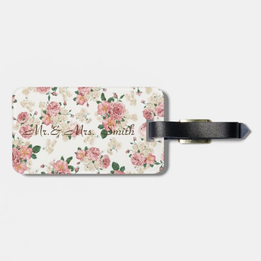 Schattige legante dress, Floral Pattern-Personaliz Bagagelabel (Achterkant horizontaal)