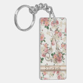 Schattige legante dress, Floral Pattern-Personaliz Sleutelhanger (Voorkant Links)