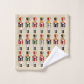 Schattige leger van kleurrijke kerstnotenkrakers bad handdoek (Wasdoekje)