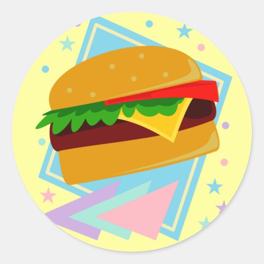 Schattige Lekkere Burger Ronde Sticker (Voorkant)