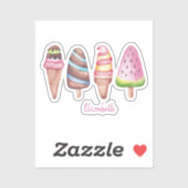 Schattige lekkere ijsjes sticker (Vel)