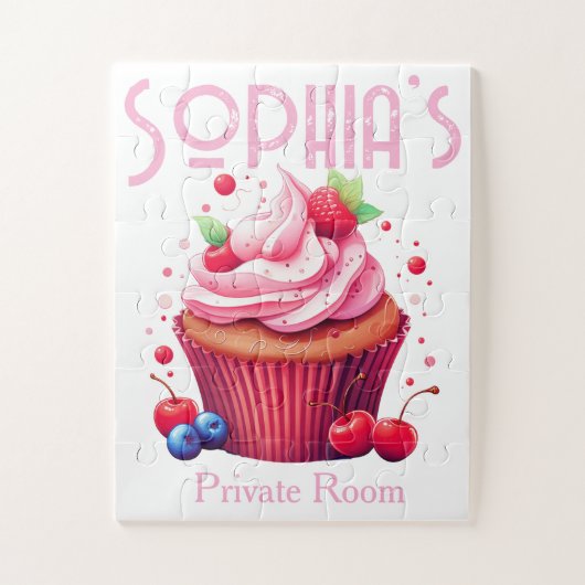 Schattige Lekkere Roze Aardbei Cupcake Puzzels (Verticaal)