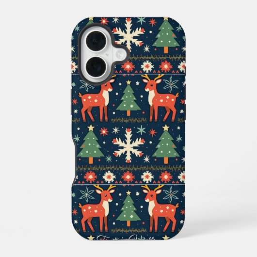 Schattige lelijk kersttruitjespatroon iPhone 16 hoesje (Achterkant)