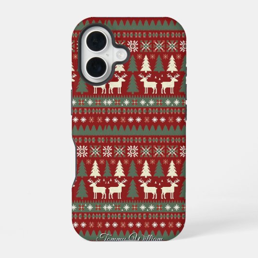 Schattige lelijk kersttruitjespatroon iPhone 16 hoesje (Achterkant)