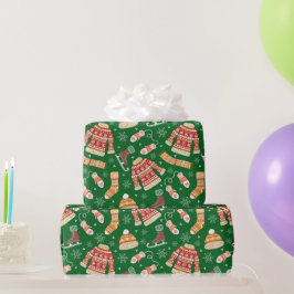 Schattige lelijke kersttrui weer winter groen cadeaupapier