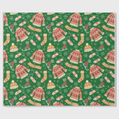 Schattige lelijke kersttrui weer winter groen cadeaupapier (Vlak)