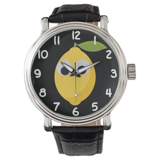 Schattige Lemon-personage met Googly Eyes Horloge (Voorkant)