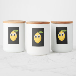Schattige Lemon-personage met Googly Eyes Voedselcontainer Etiket
