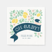 Schattige Lemon Yellow Botanical Fun Baby shower Servet (Voorkant)