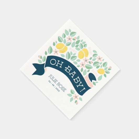 Schattige Lemon Yellow Botanical Fun Baby shower Servet (Hoek)