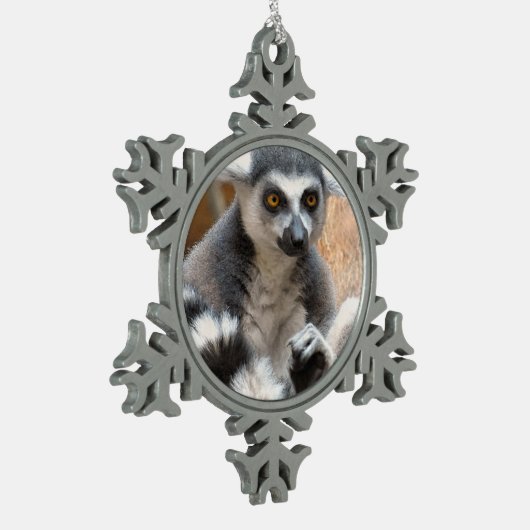 Schattige Lemur Tin Sneeuwvlok Ornament (Links)