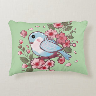Schattige Lente Blauwe Vogel & Kersenbloesem Water Accent Kussen