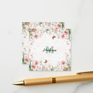 Schattige Lente Bloem Wilde Bloemen Boeket Vlinder Informatiekaartje