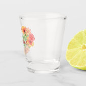 Schattige lente bloemige waterverf op maat shot glas (Rechts)