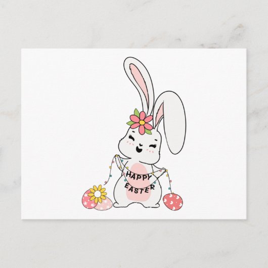 Schattige lente konijn Gelukkig Pasen Briefkaart (Voorkant)