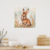 Schattige lente konijn poster (Keuken)