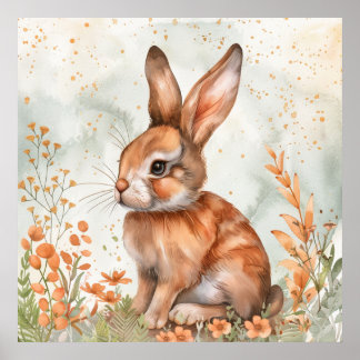 Schattige lente konijn poster