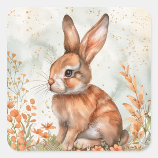 Schattige lente konijn vierkante sticker