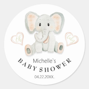 Schattige Lente Olifant Watercolor Illustratie Ronde Sticker