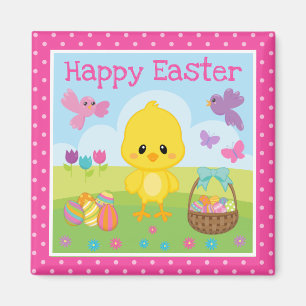Schattige lente Paas Kuiken & Chocolade Eieren Paa Magneet