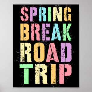 Schattige lente vakantie roadtrip vakantie vakanti poster