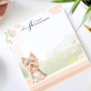 Schattige lente Yorkshire Terrier bloemige geperso Notitieblok
